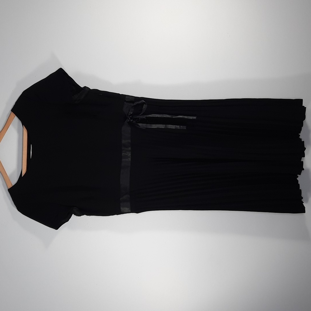 YVES COSSETTE DEPECHE BLACK  COCKTAIL MIDI DRESS SZ 16.